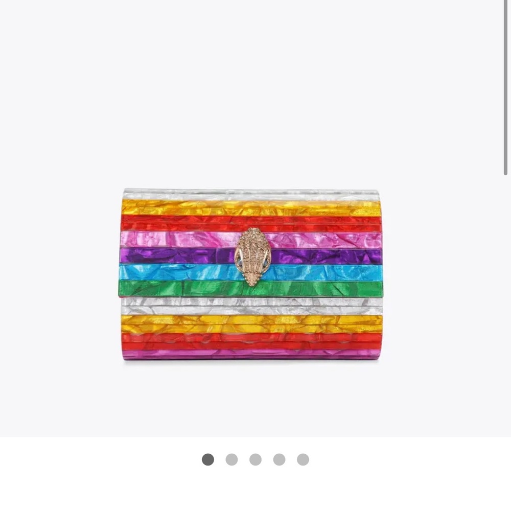 Kurt Geiger Rainbow Striped Clutch NEW without tags